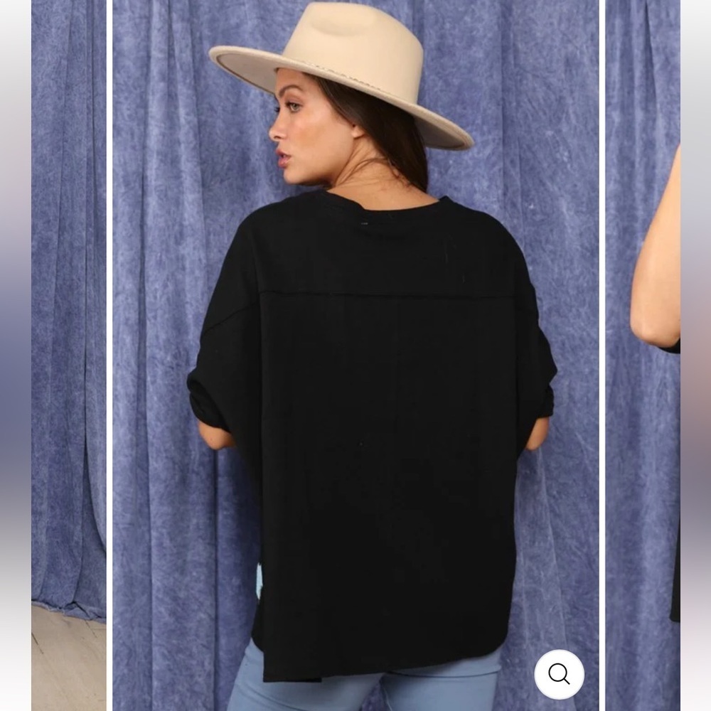 Fantastic Fawn Star Brite Sequin Oversized Top Black Size M - Picture 4 of 9